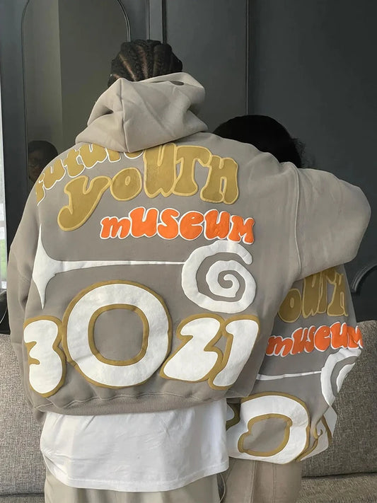 American Letters Puff Print Couple Hoodie Y2K Top Sweatshirt Female Gothic Harajuku Street Casual Hoodie