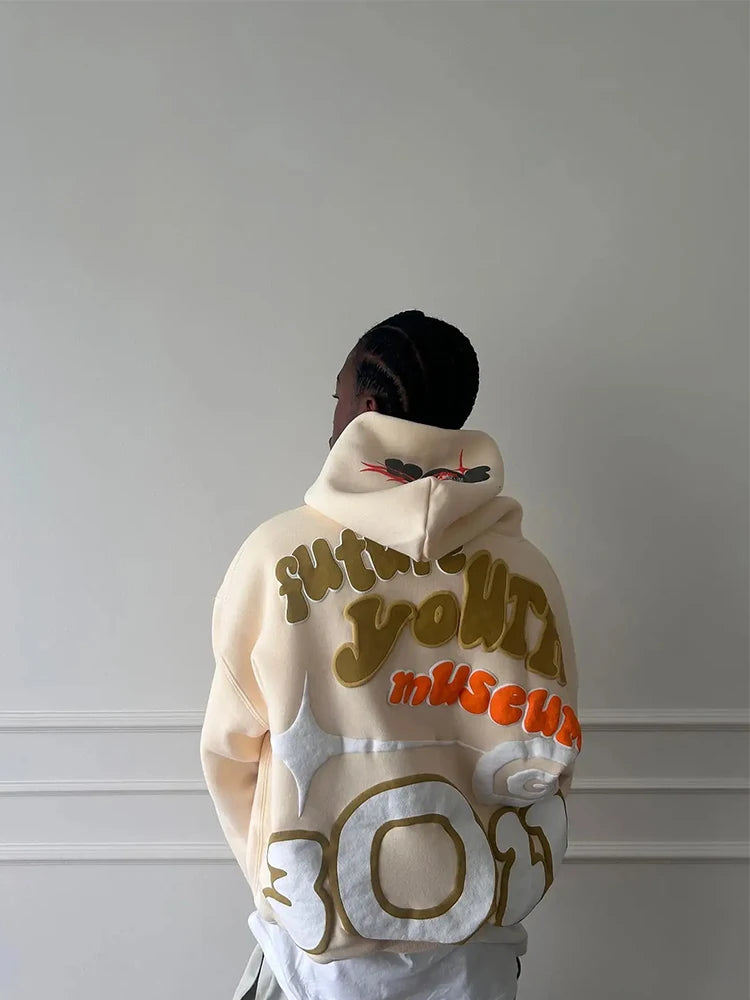 American Letters Puff Print Couple Hoodie Y2K Top Sweatshirt Female Gothic Harajuku Street Casual Hoodie